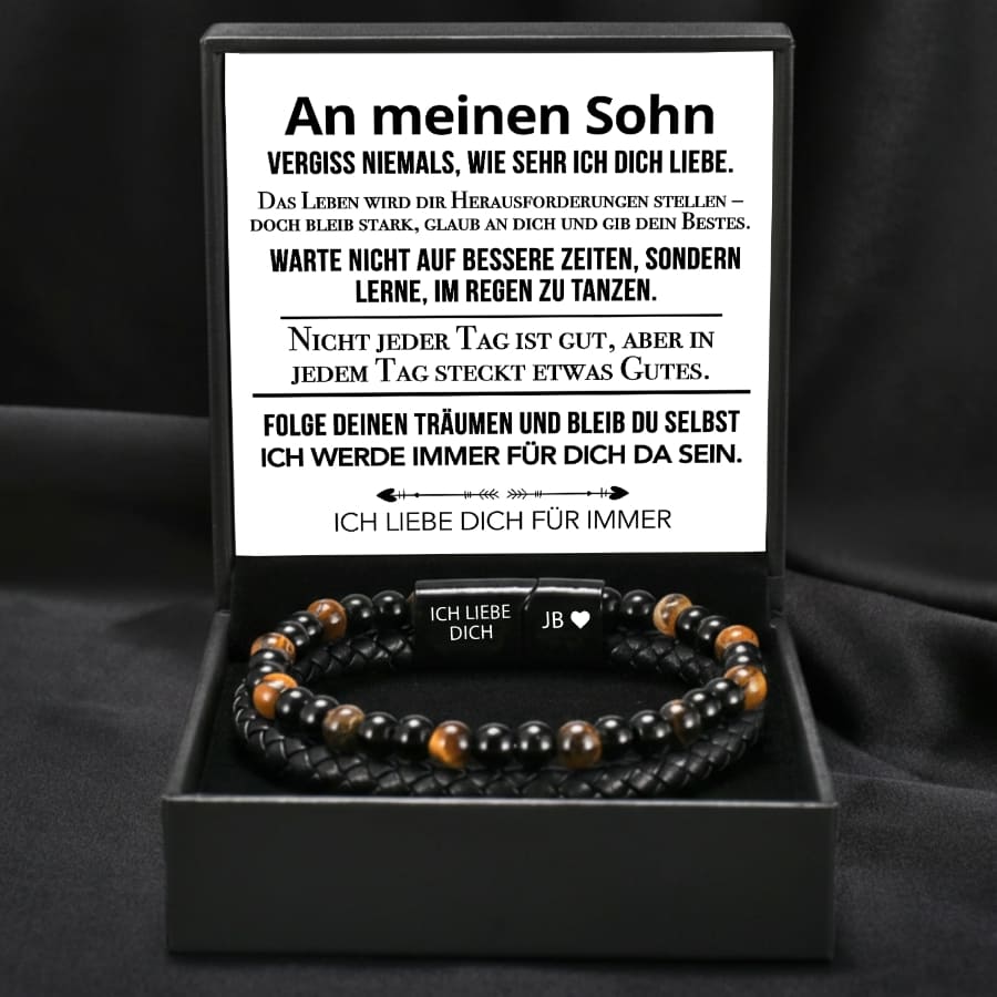 An meinen Sohn - Lederarmband mit Perlen