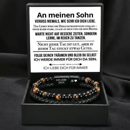 An meinen Sohn - Lederarmband mit Perlen