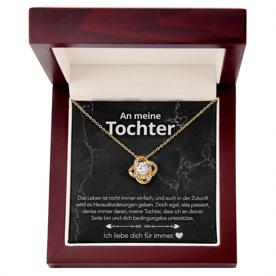 An meine Tochter – Knotenhalskette in 14k Weißgold / 18k Gelbgold Veredelung