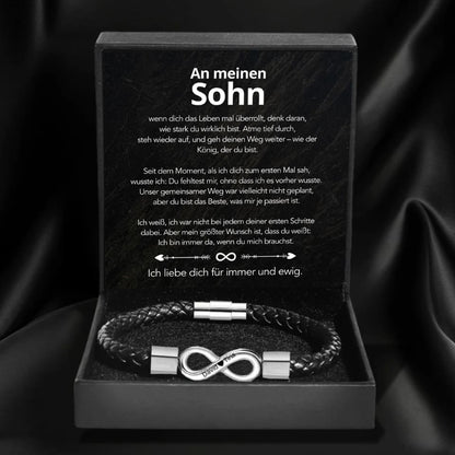 An meinen Sohn – Personalisiertes Infinity Armband mit Gravur