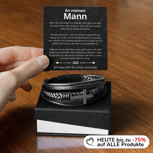 An meinen Mann - Herren Kreuz Armband mit Notiz