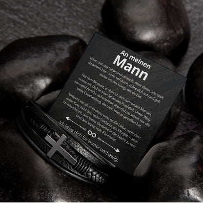 An meinen Mann - Herren Kreuz Armband mit Notiz