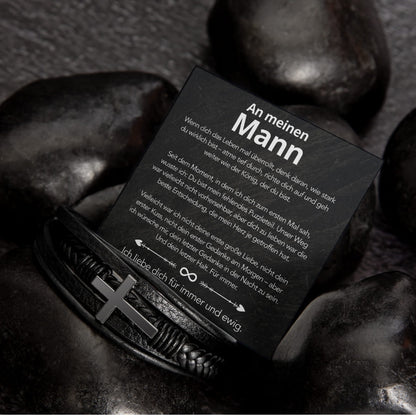 An meinen Mann - Herren Kreuz Armband mit liebevoller Karte