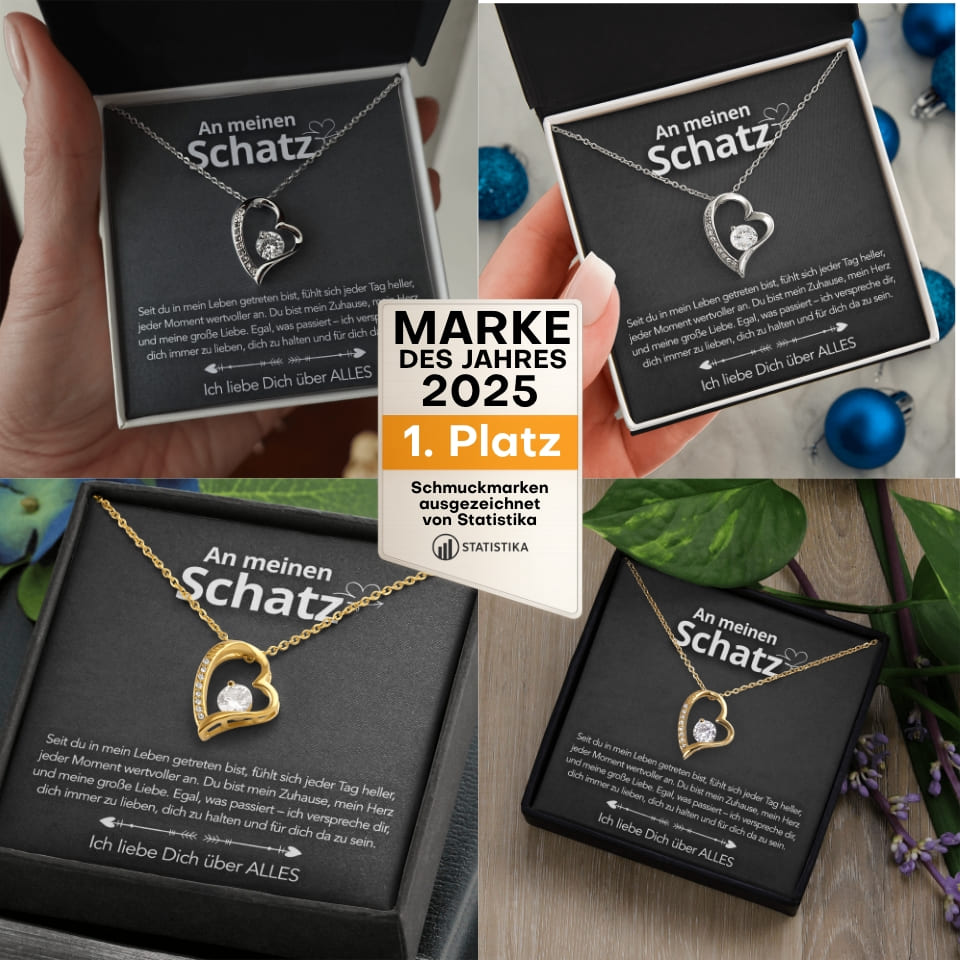 An meinen Schatz – Herzanhänger in 14k Weißgold / 18k Gelbgold Veredelung