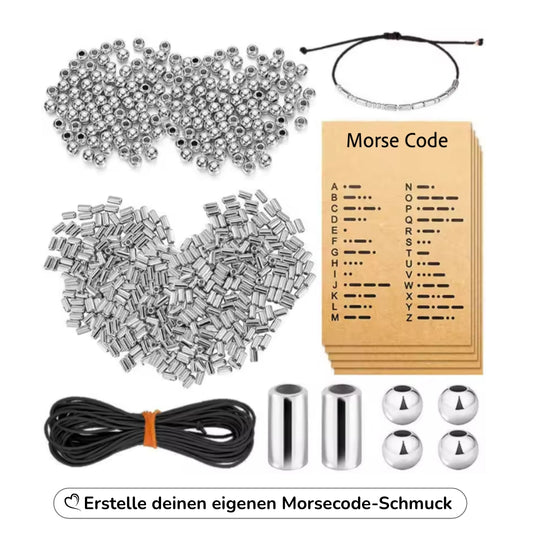 Morsecode Armband DIY Set – 1230-teiliges Schmuck Bastelset mit Perlen, Karten & Schnur