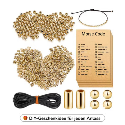 Morsecode Armband DIY Set – 1230-teiliges Schmuck Bastelset mit Perlen, Karten & Schnur