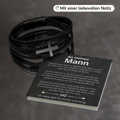 An meinen Mann - Herren Kreuz Armband mit Notiz