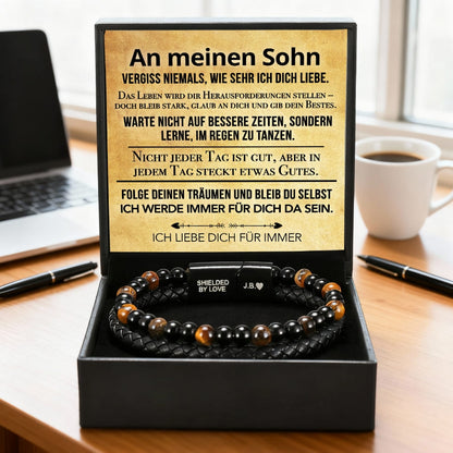 An meinen Sohn - Lederarmband mit Perlen