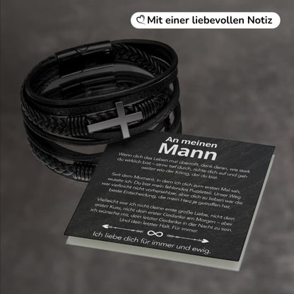 An meinen Mann - Herren Kreuz Armband mit liebevoller Karte