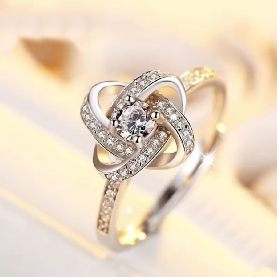 Knotenring - 14k Weißgold Veredelung (Größenverstellbar)