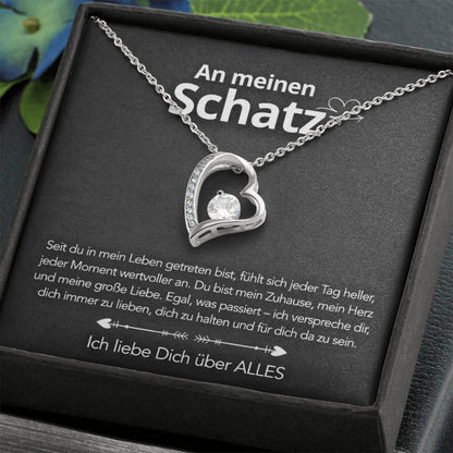 An meinen Schatz – Herzanhänger in 14k Weißgold / 18k Gelbgold Veredelung