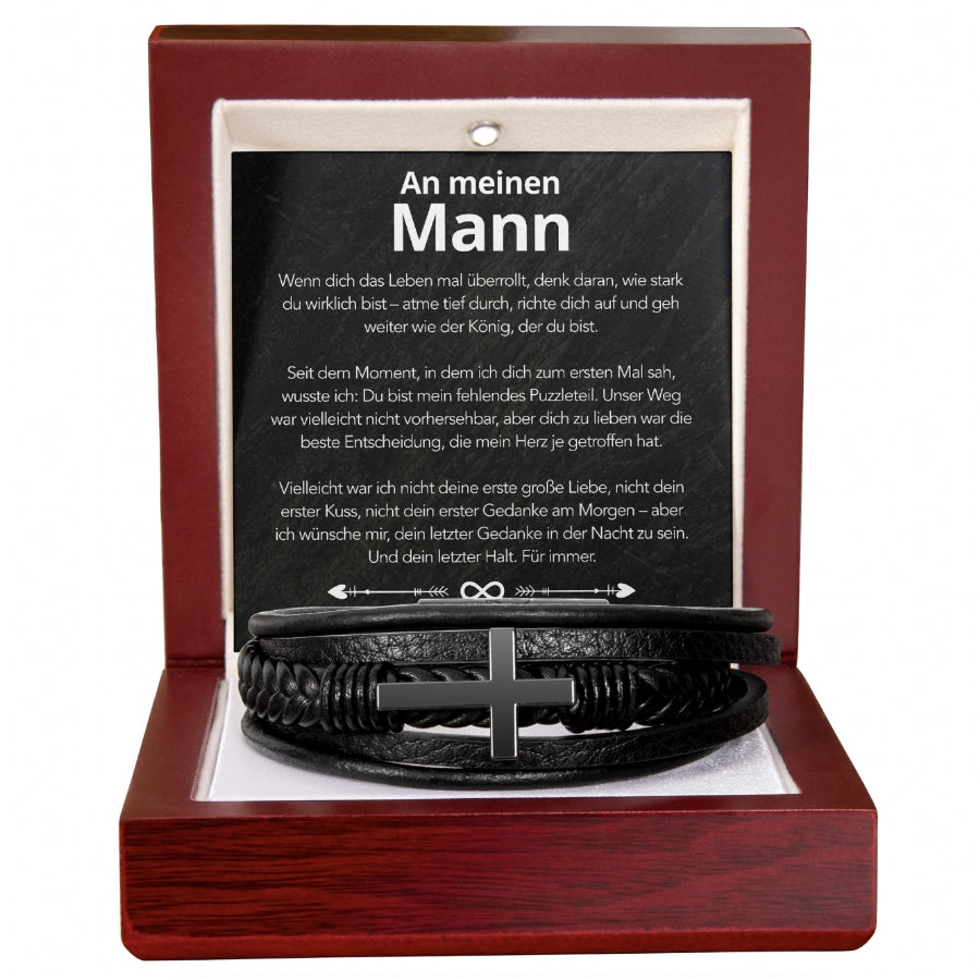An meinen Mann - Herren Kreuz Armband mit Notiz