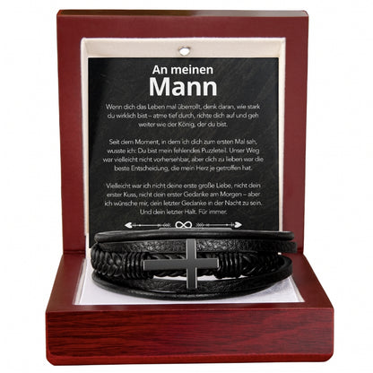 An meinen Mann - Herren Kreuz Armband mit Notiz