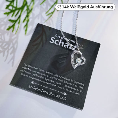 An meinen Schatz – Herzanhänger in 14k Weißgold / 18k Gelbgold Veredelung