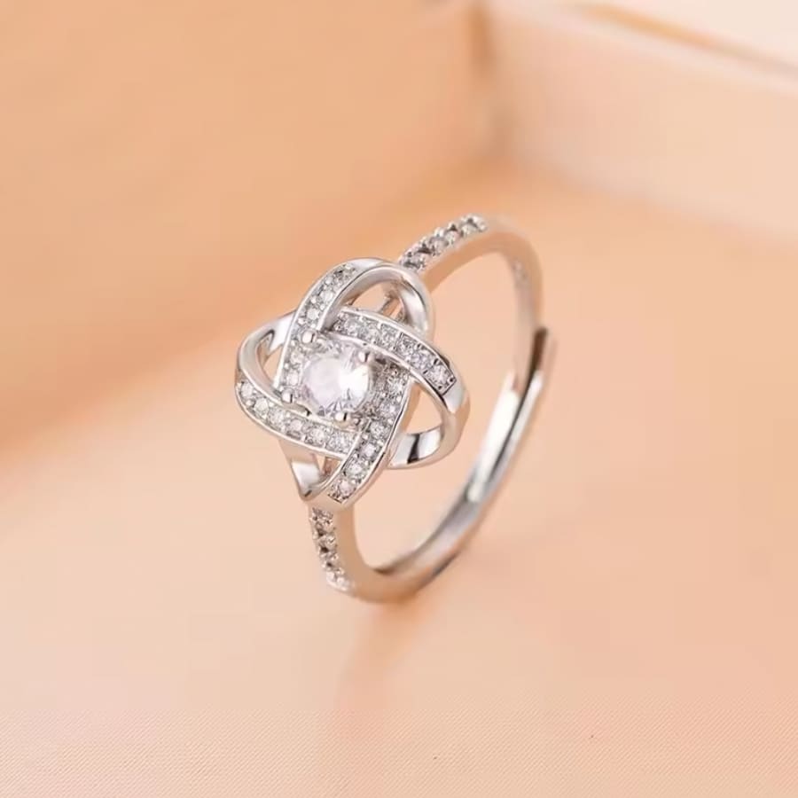 Knotenring - 14k Weißgold Veredelung (Größenverstellbar)
