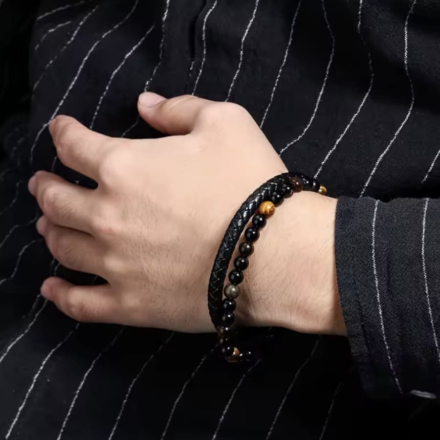 An meinen Sohn - Lederarmband mit Perlen