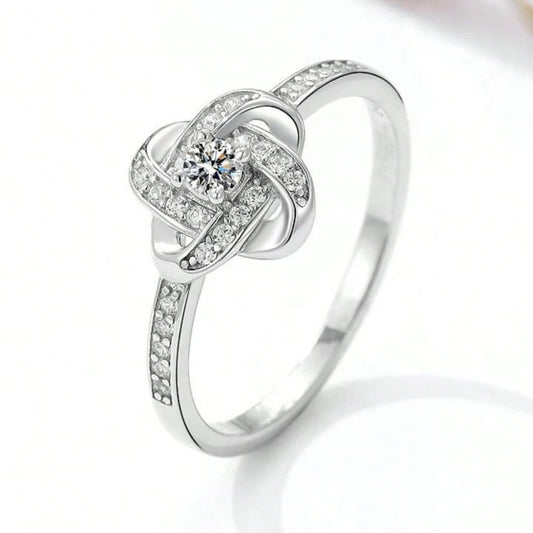 Knotenring - 14k Weißgold Veredelung (Größenverstellbar)