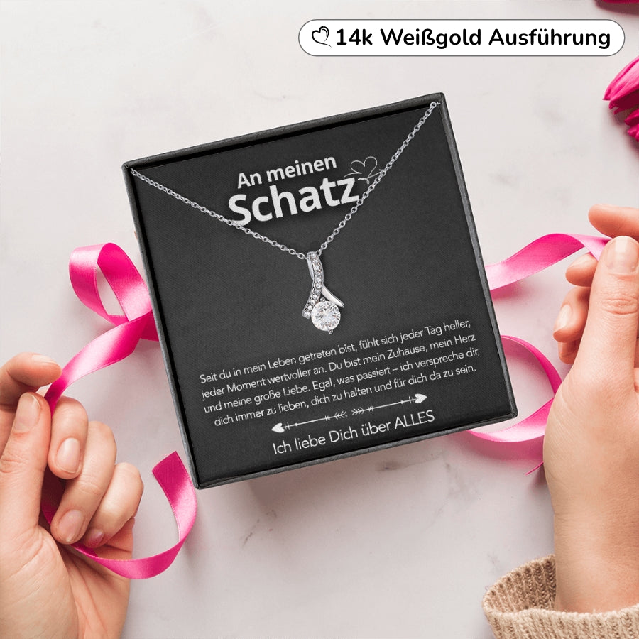 An meinen Schatz – Bandhalskette in 14k Weißgold / 18k Gelbgold Veredelung