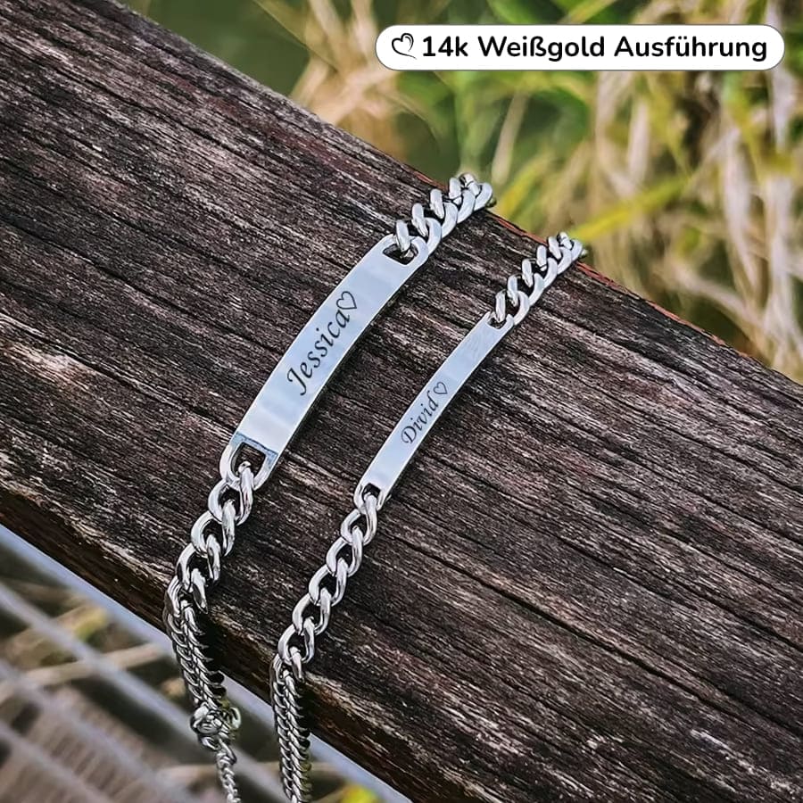 Graviertes Armband-Set für Paare – Mit ewiger Rosenbox