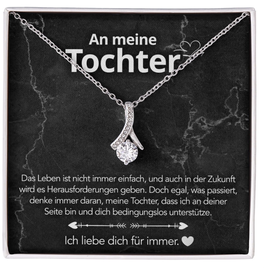 An meine Tochter – Bandhalskette in 14k Weißgold / 18k Gelbgold Veredelung