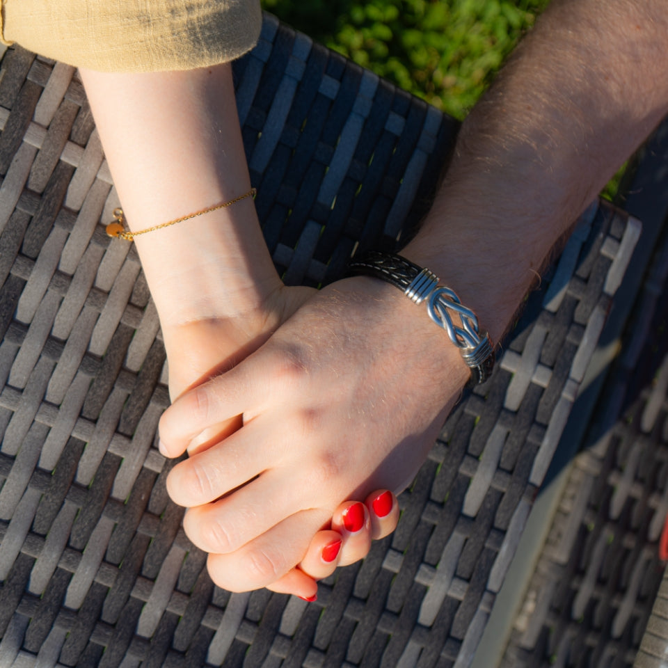 An meinen Sohn - Geflochtenes Edelstahl Lederarmband