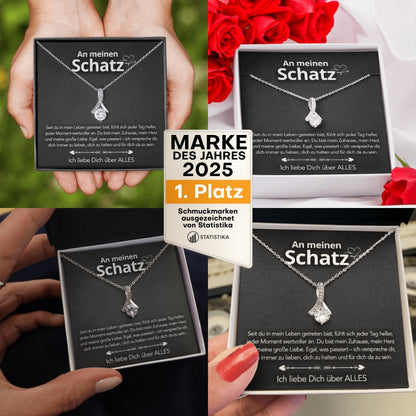An meinen Schatz – Bandhalskette in 14k Weißgold / 18k Gelbgold Veredelung