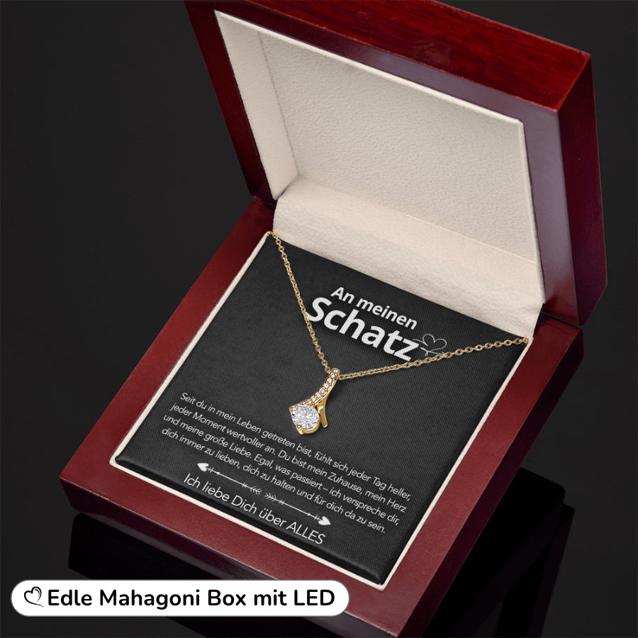 An meinen Schatz – Bandhalskette in 14k Weißgold / 18k Gelbgold Veredelung