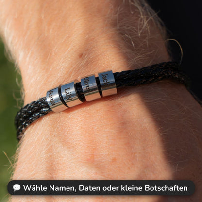 Geflochtenes Lederarmband mit Gravur-Elementen