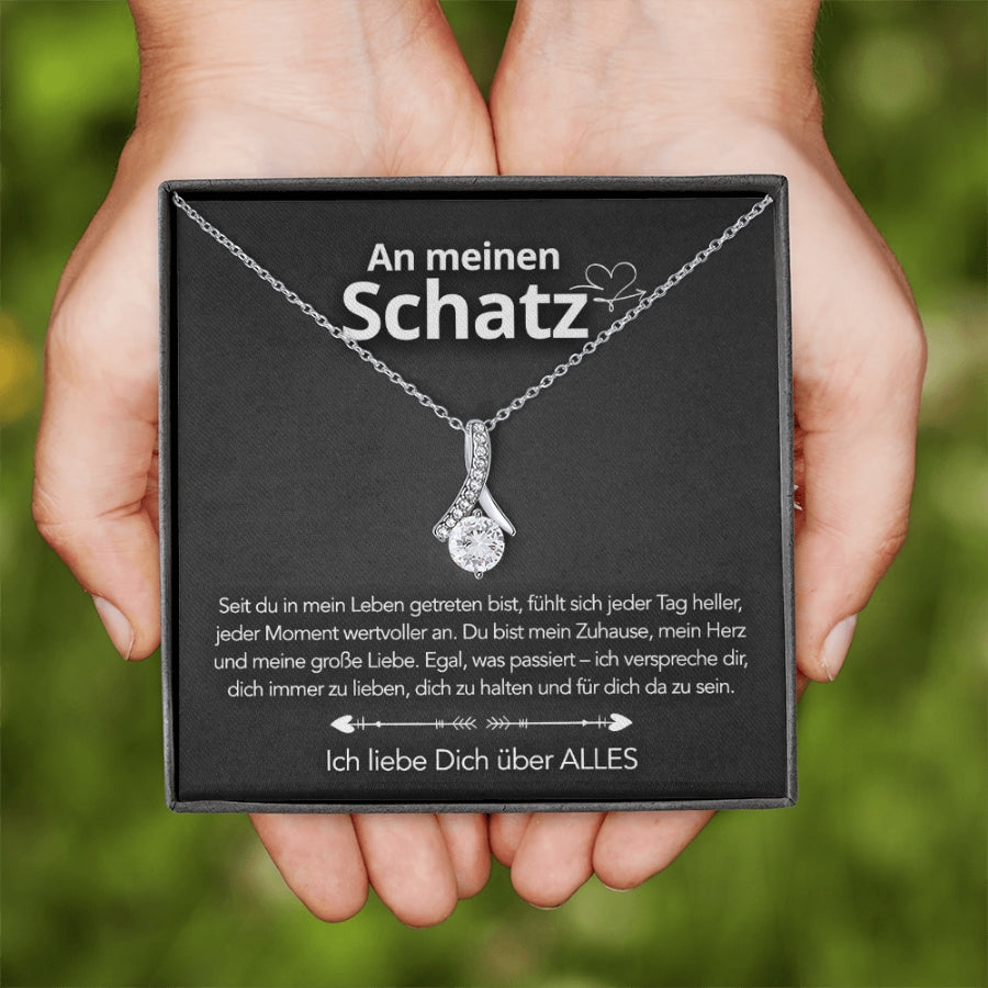 An meinen Schatz – Bandhalskette in 14k Weißgold / 18k Gelbgold Veredelung