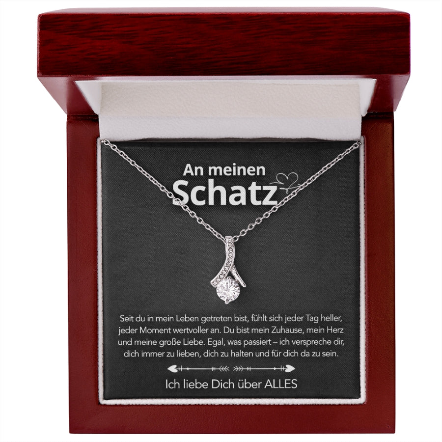 An meinen Schatz – Bandhalskette in 14k Weißgold / 18k Gelbgold Veredelung