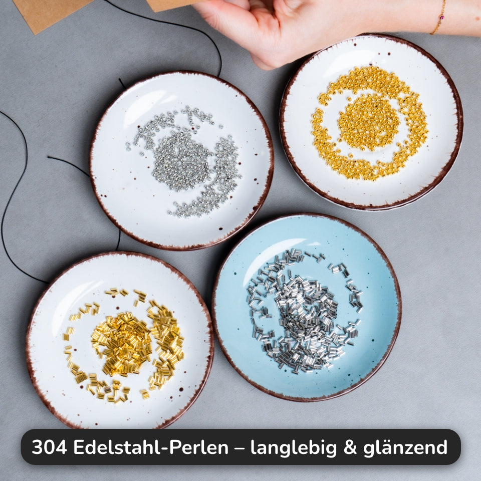 Morsecode Armband DIY Set – 1230-teiliges Schmuck Bastelset mit Perlen, Karten & Schnur