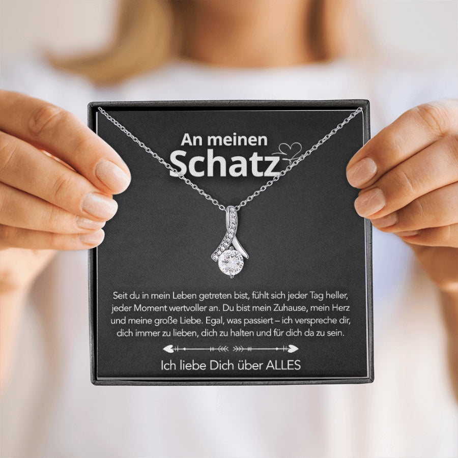 An meinen Schatz – Bandhalskette in 14k Weißgold / 18k Gelbgold Veredelung