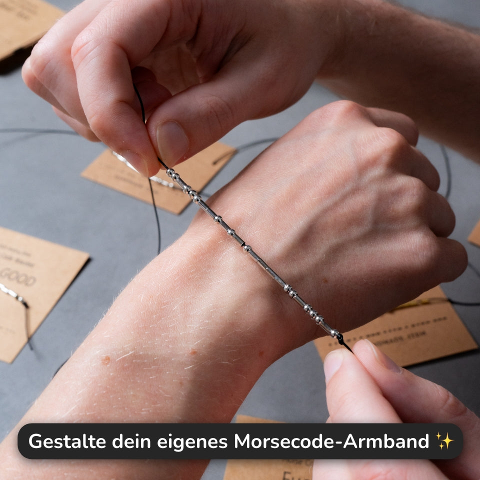 Morsecode Armband DIY Set – 1230-teiliges Schmuck Bastelset mit Perlen, Karten & Schnur