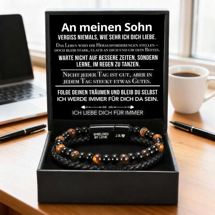 An meinen Sohn - Lederarmband mit Perlen