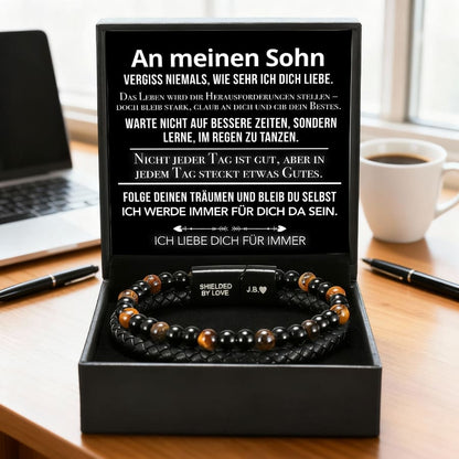 An meinen Sohn - Lederarmband mit Perlen