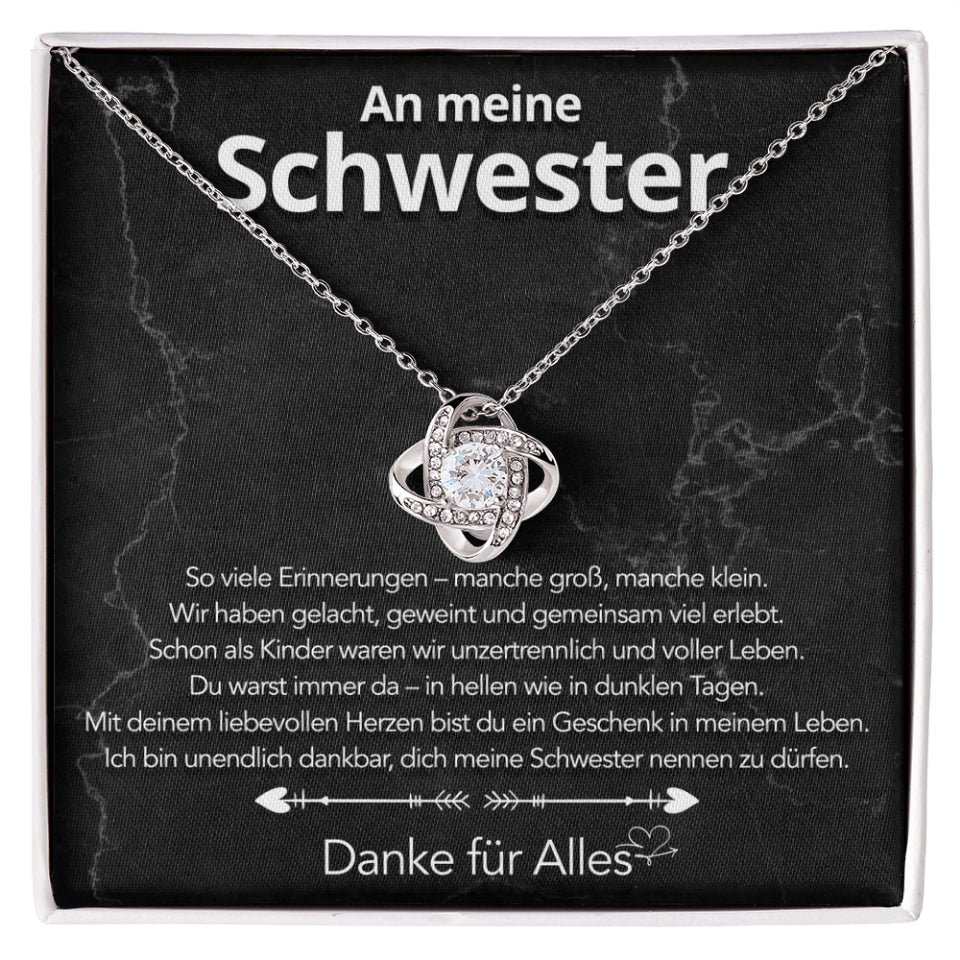 An meine Schwester - Knotenhalskette mit liebevoller Notiz