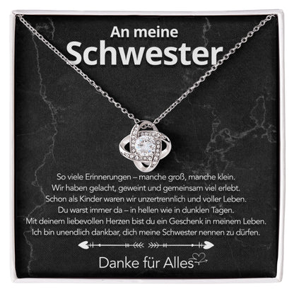 An meine Schwester - Knotenhalskette mit liebevoller Notiz