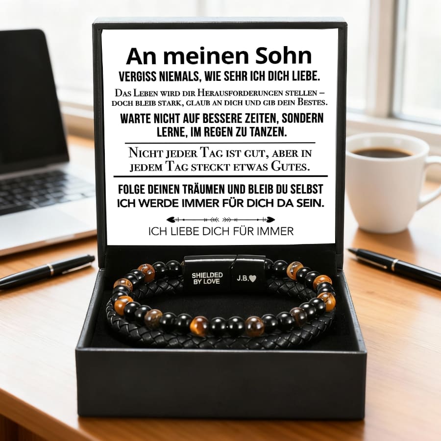An meinen Sohn - Lederarmband mit Perlen