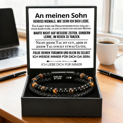 An meinen Sohn - Lederarmband mit Perlen