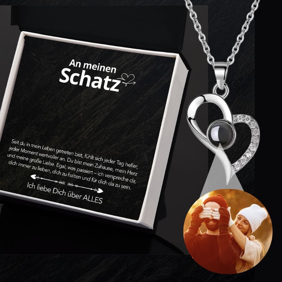 An meinen Schatz - Foto Halskette mit deinem Lieblingsbild – Schwungherz & Notiz