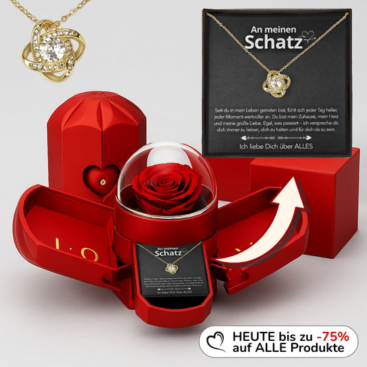 Für meinen Schatz – Ewige Rose mit Knotenkette & Gravur