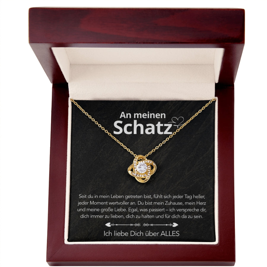 Für meinen Schatz – Knotenanhänger in 14k Weißgold / 18k Gelbgold Veredelung