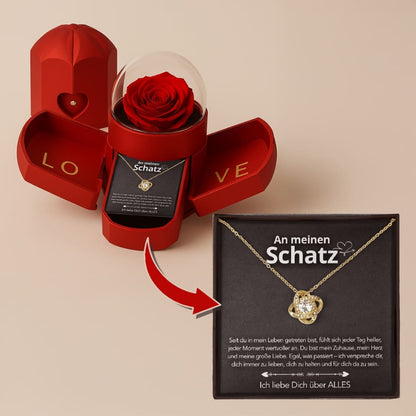 An meinen Schatz – Ewige Rose mit Knotenkette & liebevoller Karte