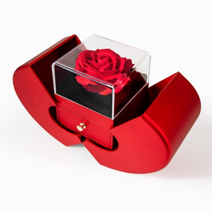 An meine Schwester - Ewige Rosenschatulle mit Herz-Halskette & liebevoller Karte