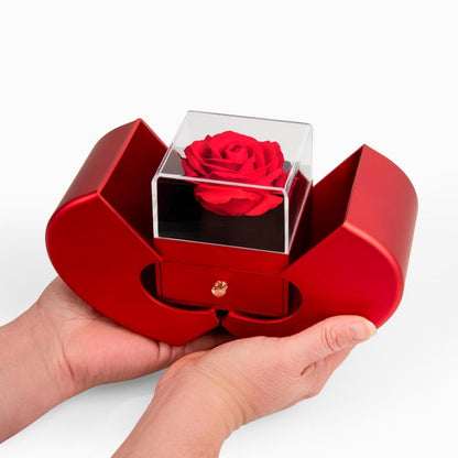 An meine Schwester - Ewige Rosenschatulle mit Herz-Halskette & liebevoller Karte