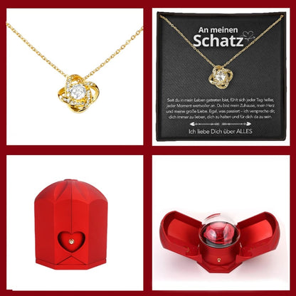 An meinen Schatz – Ewige Rose mit Knotenkette & liebevoller Karte