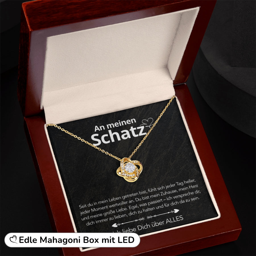 Für meinen Schatz – Knotenanhänger in 14k Weißgold / 18k Gelbgold Veredelung