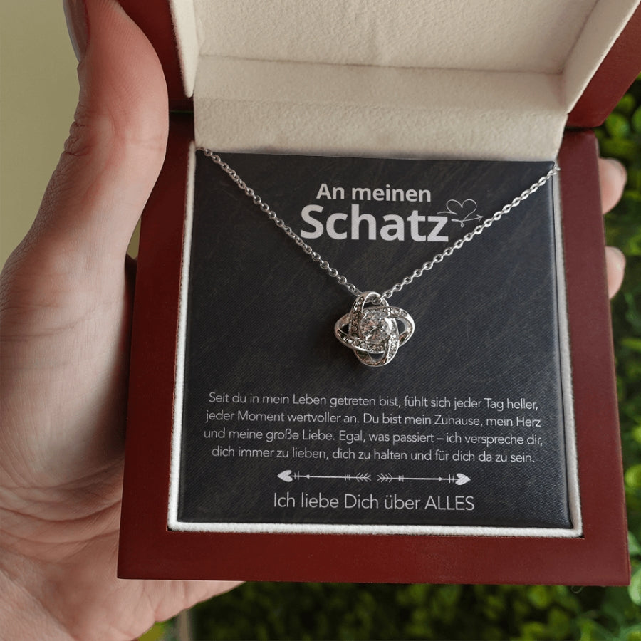 Für meinen Schatz – Knotenanhänger in 14k Weißgold / 18k Gelbgold Veredelung