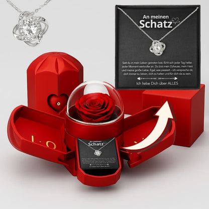 An meinen Schatz – Ewige Rose mit Knotenkette & liebevoller Karte