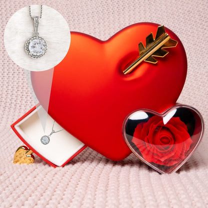 Ewige Amor-Rosenbox – Dotanhänger in 14k Weißgold Veredelung